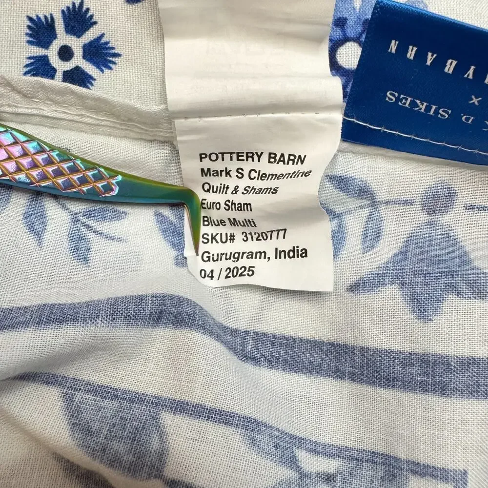 Pottery Barn X Mark D. Skies Pillow Shams Clementine Quilted Euro Covers in EUC